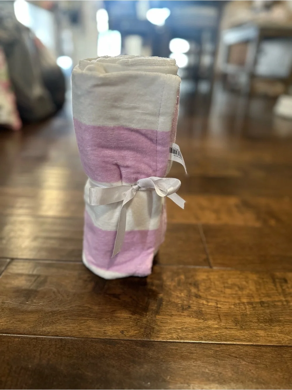 west loop Pink and White Striped Towel Roll